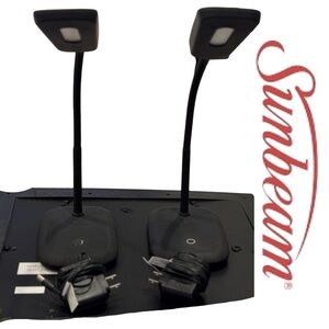 TWO Black Sunbeam LED Desk Lamps with Flexible Neck & Cord